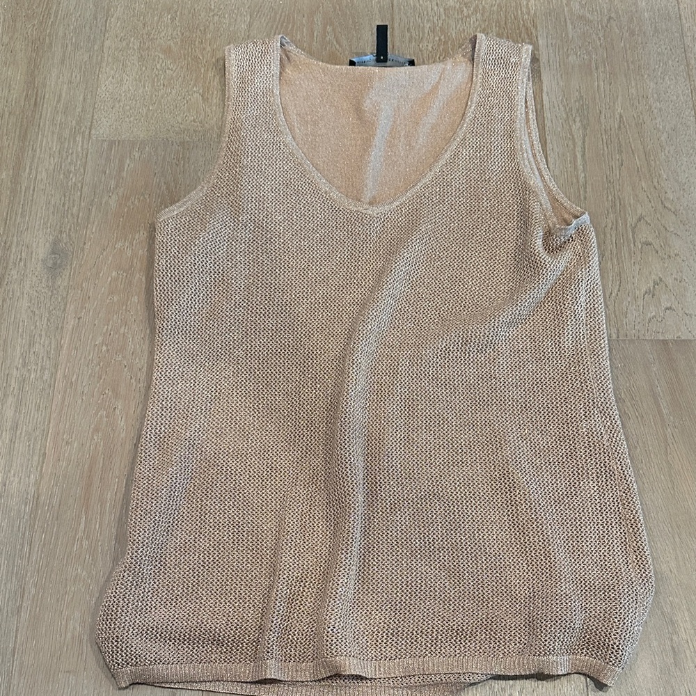 Sleeveless Tan Knit Top Sparkly